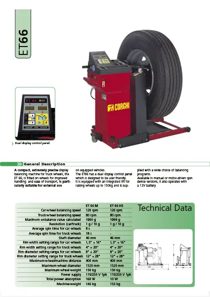 CORGHI ET66 – TRUCK WHEEL BALANCER