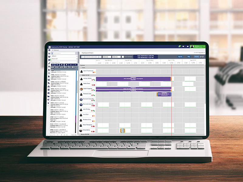 Bild von einem Laptop mit der REMA-Gomocha CCube Software auf dem Display